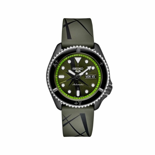 a watch with green and black accents