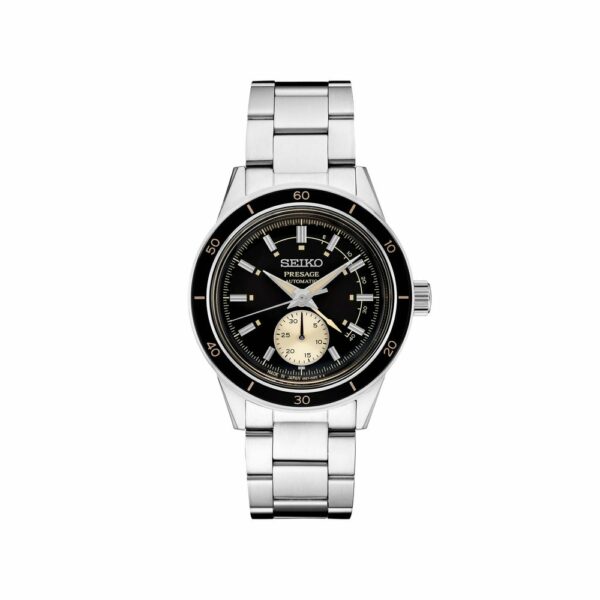 a black and silver watch on a white background