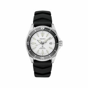 a white and black watch on a white background