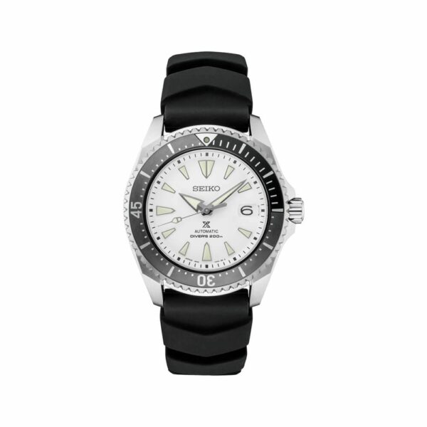 a white and black watch on a white background