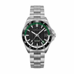 a watch with a green and black dial