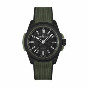 a black and green watch with roman numerals