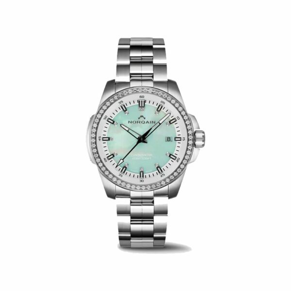 a woman's watch with diamonds on the dial