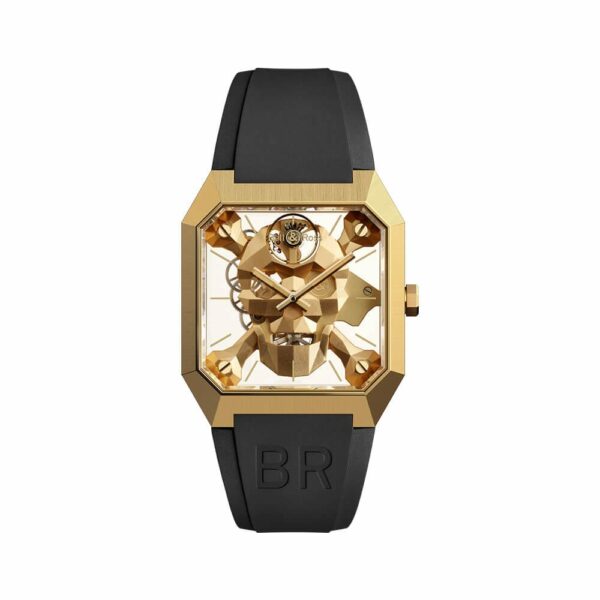 a gold and black watch on a white background