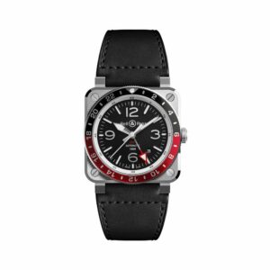 a watch with black and red dials