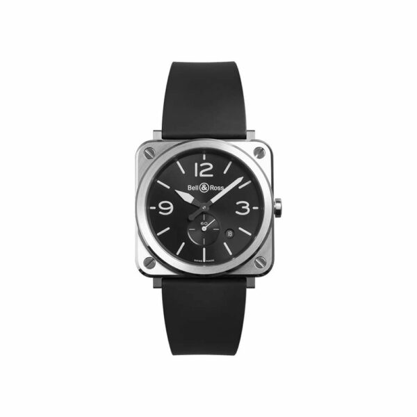 a black and silver watch on a white background