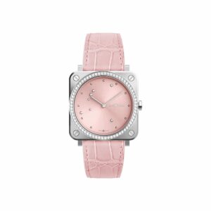 a pink watch on a white background