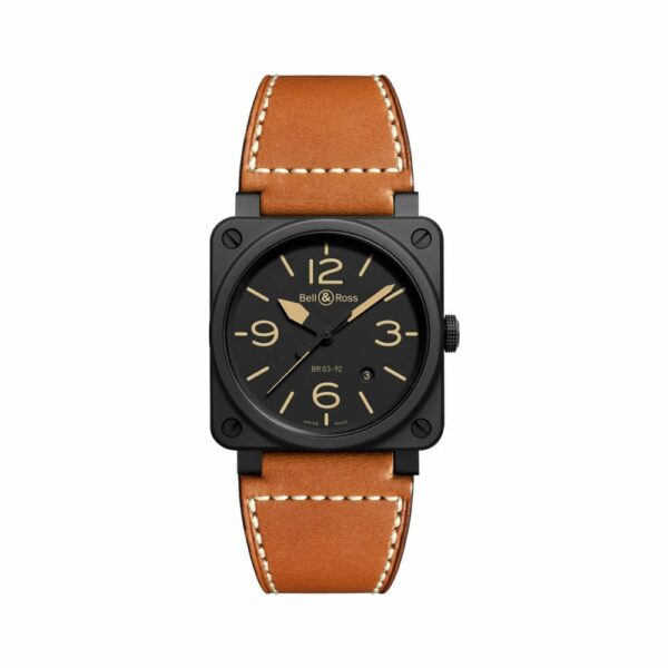a black and brown watch on a white background
