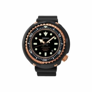 a black and rose gold watch on a white background