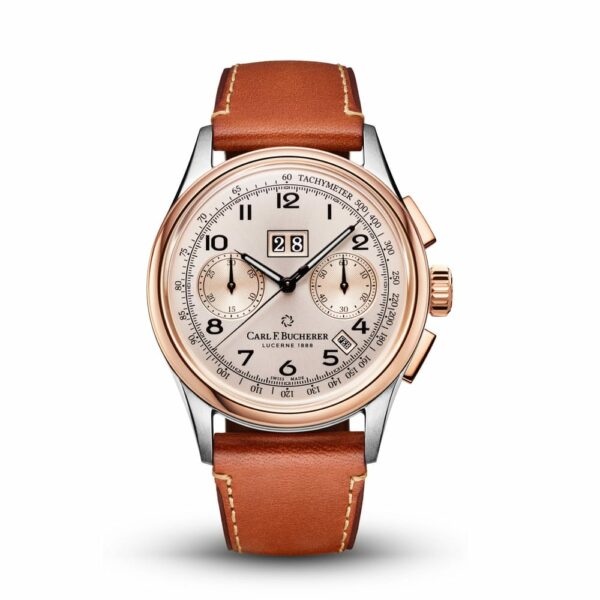 a watch with brown leather straps