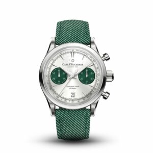 a watch with green straps on a white background