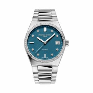 a watch with blue dials and diamonds
